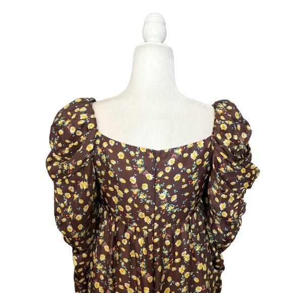 Autumn Adeigbo Bridgette Silk Mini Dress Brown 6 - Picture 6 of 9
